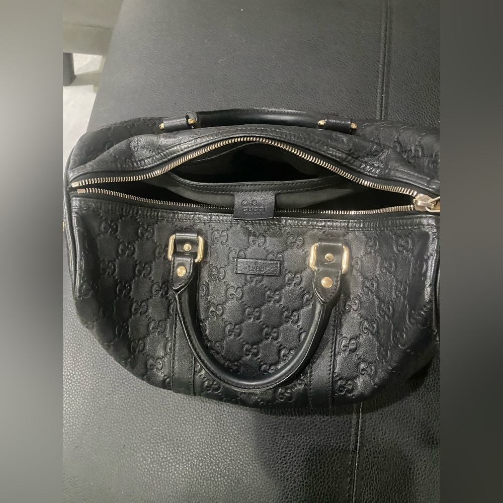 Original Gucci Black Leather Duffle Bag Gem